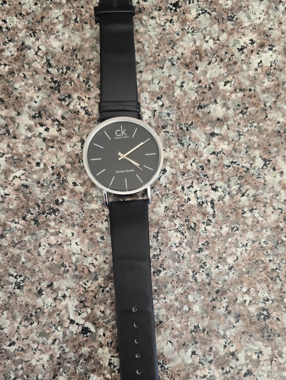 Calvin Klein Logo Black Dial Watch with Silver Accents